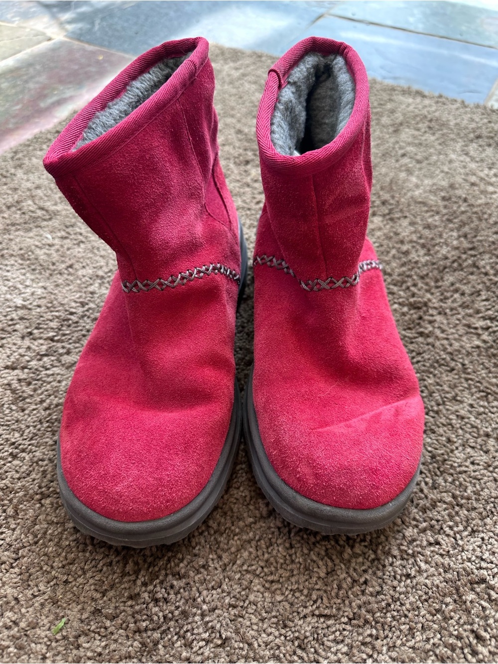UGG Women’s Red Suede Ankle Boots- 5 - Picture 4 of 8